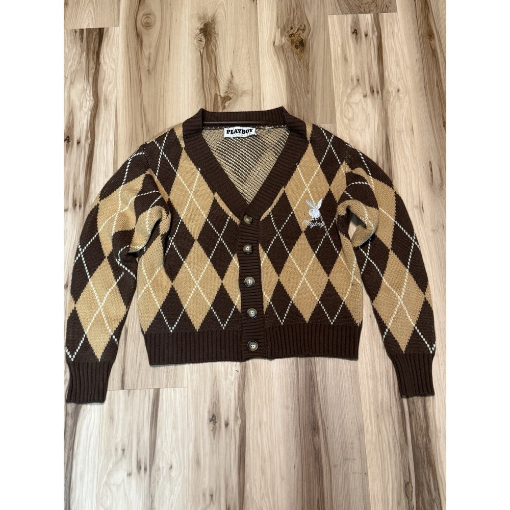 Playboy PacSun Brown Preppy Cardigan  Mens S